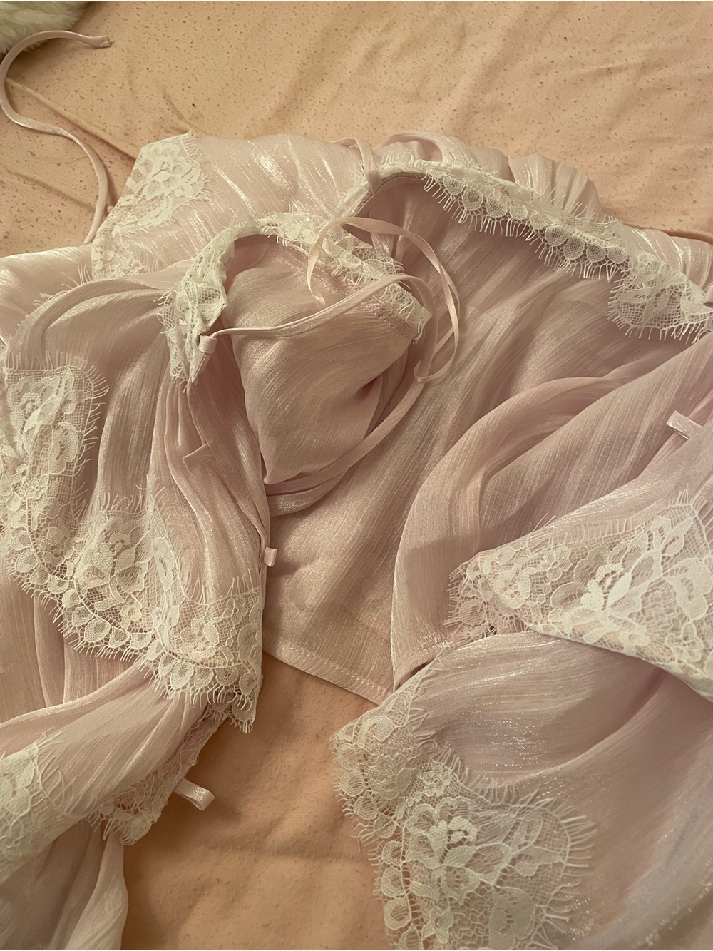 Lena Pale Pink Lace Ruffle Tank - Picture 3 of 4
